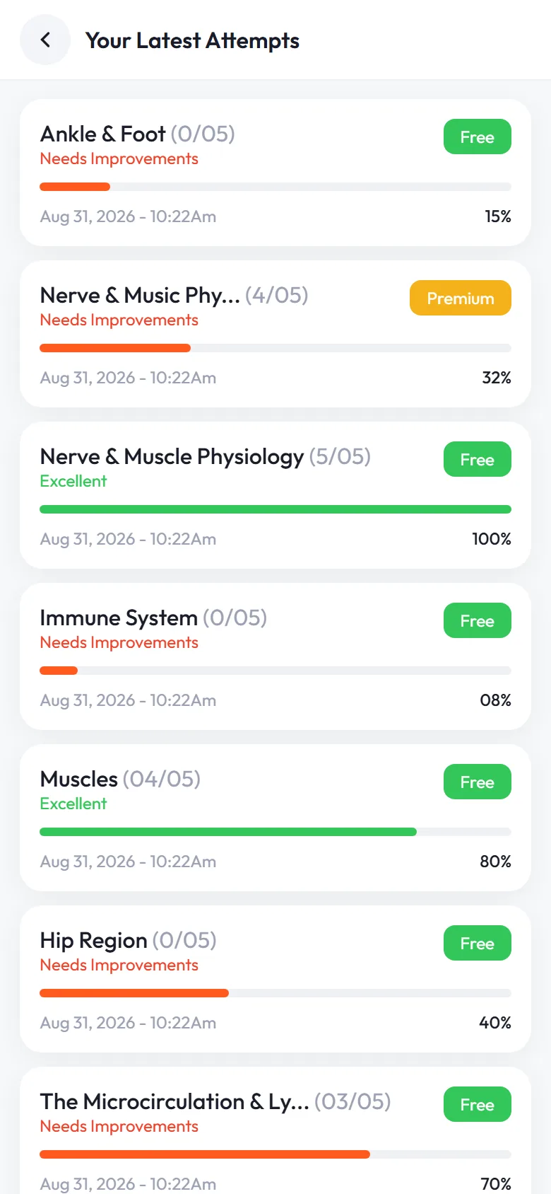 Mock tests preview