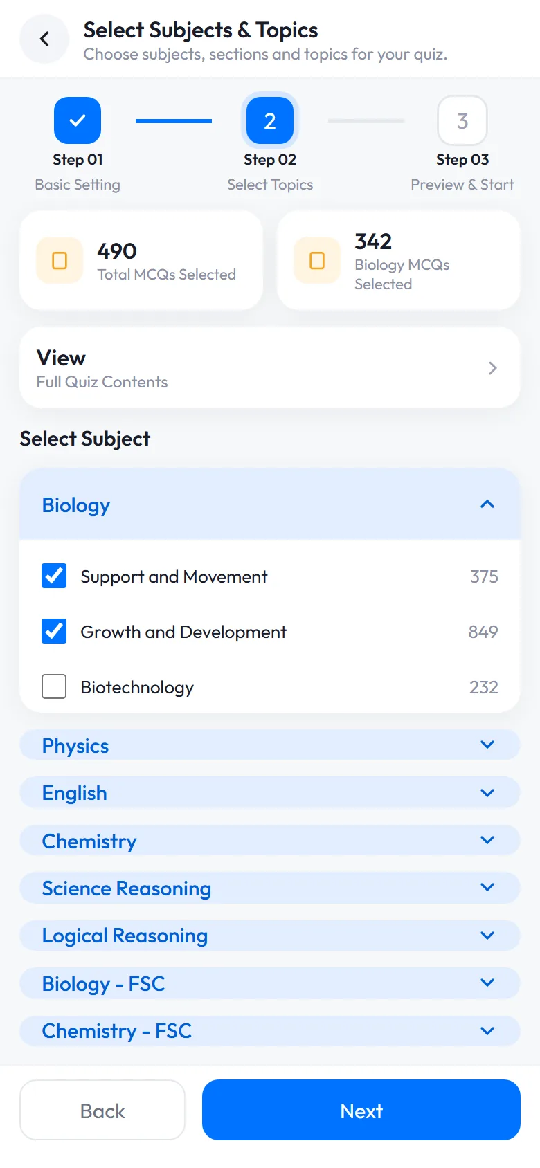 Custom test builder